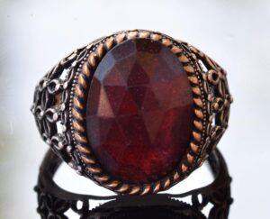 Gerçek Doğal Granat Taşı Yüzük, Sterling Gümüş Erkek Yüzüğü - Görsel 5