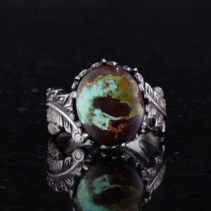 Gerçek Doğal Arizona Turkuaz Taş Yüzük, 925 Ayar Gümüş Yüzük, Minimalist El Yapımı Yüzük (Stil-15) - Görsel 4