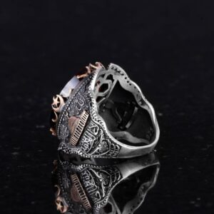 Cam Gümüş Yüzük, Garnet Üretilmiş Taş Yüzük, 925K Sterlin Gümüş Yüzük Erkekler İçin, Farklı ve Çeşitli Koleksiyon - Görsel 6