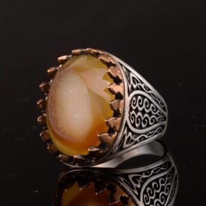 Erkekler için Gerçek Druzy Kuvars Doğal Taş ile Tasarlanmış Gümüş Yüzük - Görsel 4