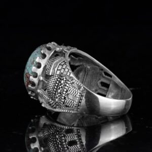 Gerçek Doğal Arizona Turkuaz Taş Yüzük, Cami Detaylı Yüzük, 925 Ayar Gümüş Yüzük (Model-2) - Görsel 7