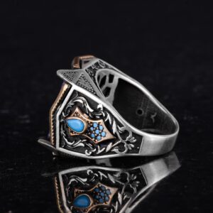 Gerçek Doğal Taş Yüzük - El Yapımı Yüzük - 925 Ayar Gümüş Yüzük (Mavi Safir) - Görsel 7