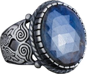 Safir Doğal Taş Yüzük, 925 Ayar Gümüş Erkek Yüzük, Mavi Safir Taşlı Gümüş Yüzük - Görsel 1