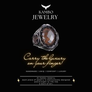 925 Ayar Katı Gümüş Erkek Yüzük Doğal Taşlarla - El Yapımı Zarafet (Dumanlı Kuvars Taşı) - Görsel 3