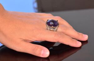 Gerçek Doğal Ametist Taşlı Yüzük - Gümüş Erkek Kartal Pençesi Yüzüğü - Görsel 6