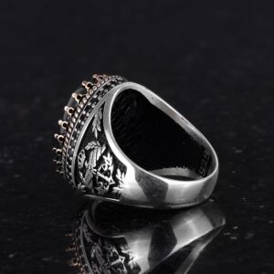 Gerçek Doğal Taş Yüzük - El Yapımı Kartal Yüzüğü - 925 Ayar Gümüş Moss Agate Yüzük - Görsel 7