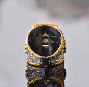Sultanit Taşlı El Yapımı Yüzük, Altın Kaplama Sterlin Gümüş Erkek Yüzüğü - Dönüşüm ve Gizem Sembolü - Görsel 8
