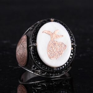 Desenli El Yapımı Yüzük - 925 Ayar Gümüş Erkek Yüzüğü - Davud Yıldızı Takısı (Semazen) - Görsel 5