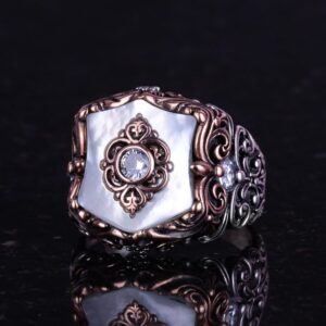 Gerçek Doğal İnci Taş Yüzük, Vintage Erkek Yüzüğü, 925 Ayar Katı Gümüş Yüzük (Özel Yapım) - Görsel 4