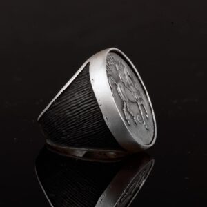 Antik Roma Askeri, At Figürü Antika Yüzük, 925 Ayar Katı Gümüş Yüzük - Görsel 5