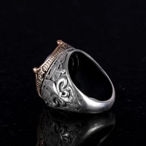 925 Ayar Gümüş El Yapımı Erkek Yüzük - Çeşitli Doğal Taşlarla Mevcuttur (Mavi Safir) - Görsel 5