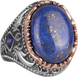 Gerçek Doğal Taş Yüzük - 925 Ayar Gümüş El Yapımı Yüzük (Lapis Lazuli) - Görsel 1