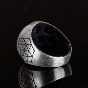 Gerçek Doğal Yıldız Safir Taşlı Yüzük, 925 Ayar Gümüş Erkek Yüzüğü - Görsel 7
