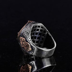 Doğal Yosunlu Akik Taşlı Yüzük - 925K Katı Gümüş Erkek Yüzük, El Yapımı Şıklık - Görsel 6