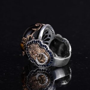 El Yapımı Kaplan Gözü Taşlı Yüzük, Aslan Sembol Yüzüğü - 925K Katkısız Gümüş Erkek Yüzüğü - Cesur Tasarım - Görsel 7