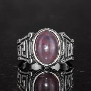 El Yapımı 925 Ayar Gümüş Erkek Yüzük Doğal Etiyopya Opal Taşı - Labirent Tasarımı - Görsel 4