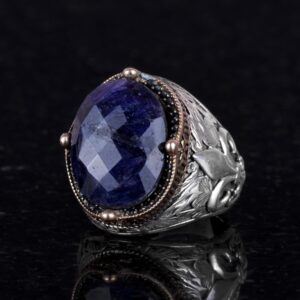 925 Ayar Gümüş Yüzükler Premium Yapay Taşlarla (Sapphire Yapay Taş Yüzüğü) - Görsel 5