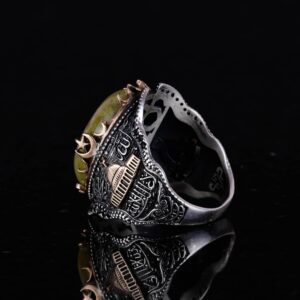 Doğal Unakite Taşlı Yüzük, 925 Ayar Saf Gümüş Erkek Yüzüğü, El Yapımı Tasarım - Görsel 6