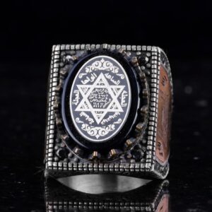 Solomon Mührü ile Gümüş Erkek Yüzük - İslami Vav Deseni ve Cami Tasarımı - El Yapımı Vintage Yüzük - Görsel 3