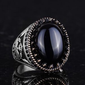 Gerçek Doğal Taş Yüzük - El Yapımı Kartal Yüzüğü - 925 Ayar Gümüş Yüzük (Oniks) - Görsel 5
