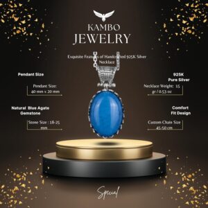 Gerçek Doğal Taş Kolye - 925 Ayar Gümüş Kolye (Mavi Ağaç) - Görsel 2