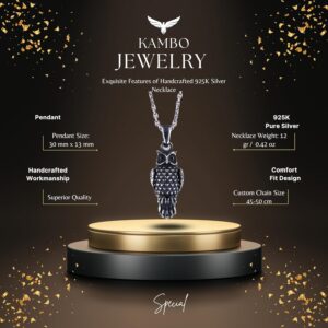 925 Ayar Gümüş Baykuş Kolye Ucu - El Yapımı Bilgelik Sembolü Takı - İnce Detaylar - Baykuş Severler için Hediye - Görsel 2