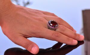 Gerçek Garnet Taşlı Kral Yüzüğü, Sterlin Gümüş Erkek Yüzüğü - Görsel 6