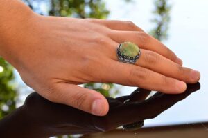 925 Ayar Gümüş Gerçek Doğal Arizona Turkuaz Taşlı Erkek Yüzük - Gerçek Doğum Taşı Takısı - Görsel 6