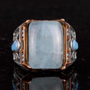 Gerçek Doğal Akuamarin Taş Yüzük - 925 Ayar Gümüş Yüzük - Görsel 4