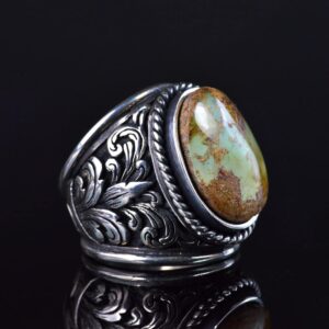 Erkekler için Turkuaz Taş Yüzük, 925 Ayar Gümüş El Yapımı Ejderha Ölçeği Tasarımı, Modern Stil Şifa Kristali Takı (Stil-3) - Görsel 4