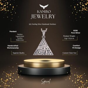 925 Ayar Gümüş Horus Gözlü Kolye - El Yapımı Erkek Pendenti - Görsel 2