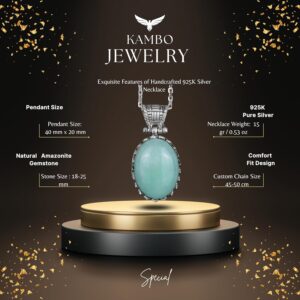 Gerçek Doğal Taş Kolye - 925 Ayar Gümüş Kolye (Amazonit) - Görsel 2