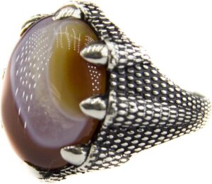 Gümüş Erkek Yüzük, Doğal Agat Taşı, Kartal Pençesi Yüzük - Görsel 5