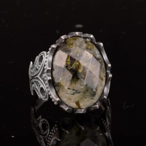 925 Ayar Gümüş Yüzük, Gerçek Doğal Jade Prehnit Taş Yüzük, El Yapımı Yüzük - Görsel 5