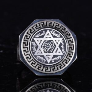 Süleyman Mührü 925 Ayar Gümüş Yüzük - Yunan Anahtarı Tasarımı Erkek Yüzüğü - El Yapımı Yüzük - Görsel 4