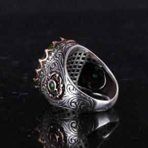 925 Ayar Gümüş El Yapımı Yüzük - Oluşturulmuş Peridot Taş Yüzük - Görsel 7