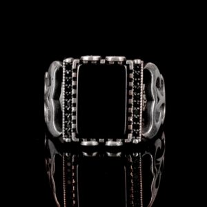 925 Ayar Gümüş Erkek Yüzük, Gerçek Doğal Obsidyen Taşı Yüzük - Görsel 2