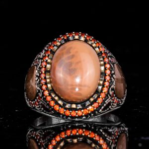 Erkekler için 925 Ayar Gümüş Yüzük - Gerçek Doğal Opal Taşı ile El Yapımı Sultan Desenli Tasarım - Görsel 4