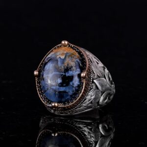 925 Ayar Gümüş El Yapımı Erkek Yüzük - Çeşitli Doğal Taşlarla Mevcut (Pietersite) - Görsel 5