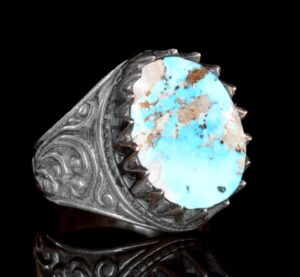 Doğal Arizona Turkuaz Taşı, Sterlin Gümüş Erkek Yüzük - Görsel 3