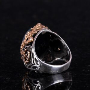 Denizci Çapa Gümüş Yüzük, Doğal Taş Yüzükler için Erkekler, 925 Ayar Gümüş Yüzük, (Yeşil Kan Taşı) - Görsel 6