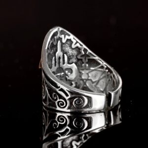 Okçu 925 Ayar Sterlin Gümüş Erkek Yüzük - Davud Yıldızı ve Kral Süleyman Tasarımı - Görsel 6