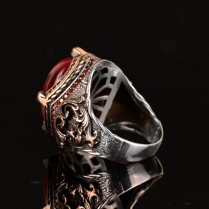 Gerçek Doğal Star Ruby Taşlı Yüzük, Sultan Yüzüğü, El Yapımı Kral Yüzüğü, 925 Ayar Gümüş Yüzük Erkekler İçin - Görsel 6