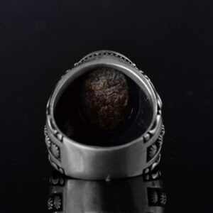 925 Ayar Gümüş Erkek Yüzük - Doğal Arizona Turkuaz Taşı - Vintage Tasarım El Yapımı Takı (Model-3) - Görsel 8