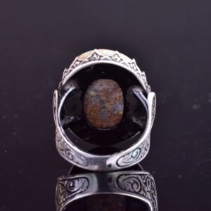 Büyük Turkuaz Taşlı Erkek Yüzük - El Yapımı 925 Ayar Gümüş İfadesi Takı - Görsel 8