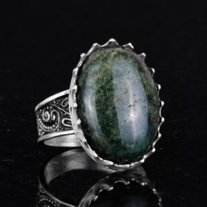 Gerçek Doğal Taş Yüzük - 925 Ayar Gümüş Büyük Yüzük - El Yapımı Yüzük (Zümrüt) - Görsel 5