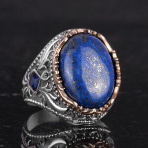 Gerçek Doğal Taş Yüzük - 925 Ayar Gümüş El Yapımı Yüzük (Lapis Lazuli) - Görsel 5
