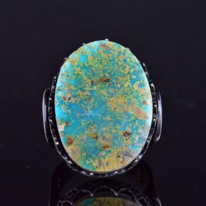 Büyük Turkuaz Taşlı Erkek Yüzük - El Yapımı 925 Ayar Gümüş İfadesi Takı - Görsel 6