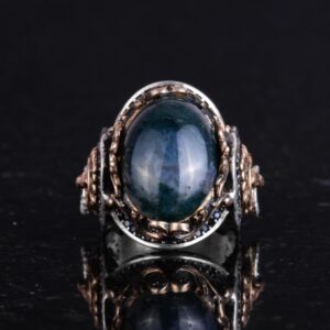 Doğal Yosunlu Akik Taş Yüzük, Aslan Başı Erkek Yüzüğü, 925K Saf Gümüş Erkek Yüzüğü - El Yapımı Şıklık - Görsel 4