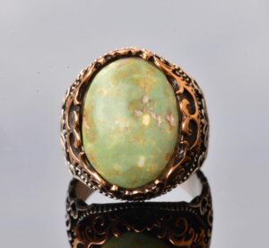 Gerçek Doğal Arizona Turkuaz Taşı Yüzük, 10.00 Karat Doğum Taşı Yüzüğü erkekler için, 925 Ayar Gümüş - Görsel 5